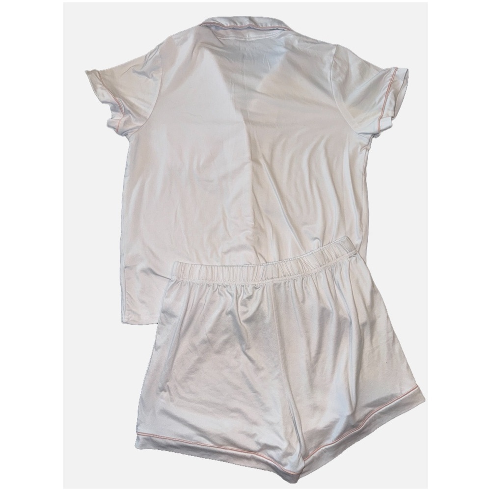 Rae Dunn-  Bride Pajama Set White Pink Trim Size Large - Picture 4 of 17